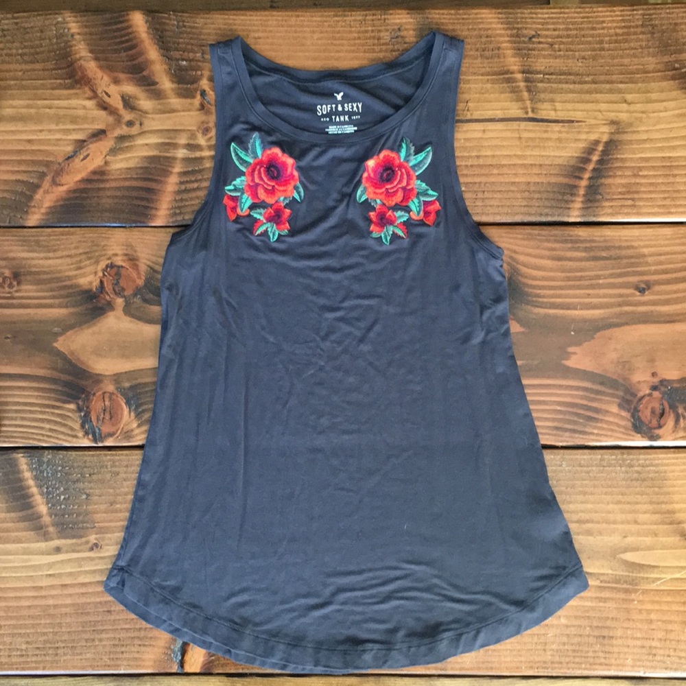 American Eagle Soft & Sexy Embroidered Tank Top